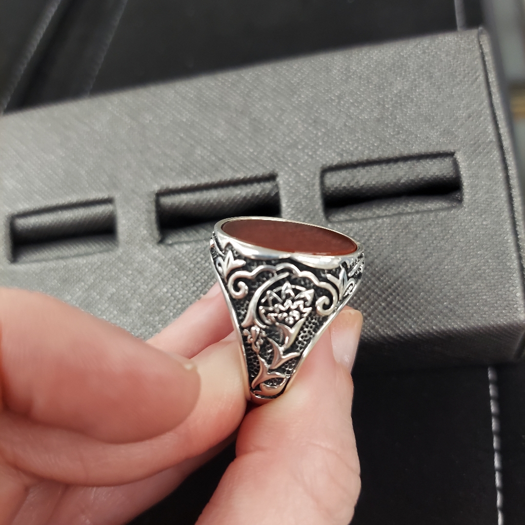 Carnelian Sterling Silver Men's Ring,Sizes 10 11 12